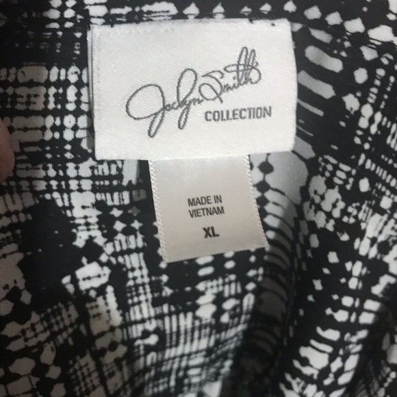 Jaclyn Smith black and white long sleeve blouse size XL - Picture 6 of 7